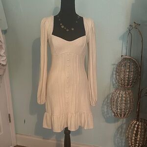 Lulu's Cream Long Sleeve Knit Dress